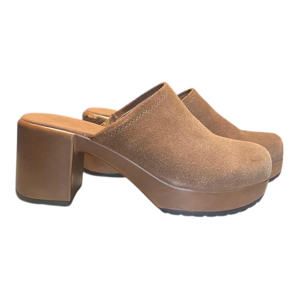 Crown Vintage Cami Clog Tan Brown Suede Boho Women’s Size 8 Retro Y2K